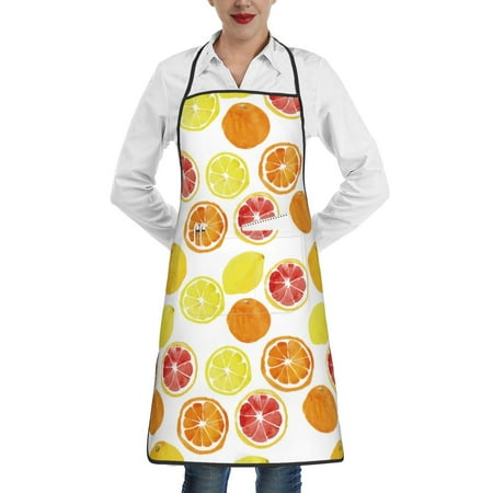 

Lukts Lemon Orange Pattern Kitchen Apron Waterdrop Resistant Apron with adjustable Aprons for Women and Men with Pockets Cooking Apron