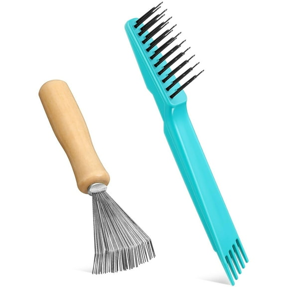 2 Pieces Hair Brush Cleaning Tool Comb Cleaner Brush Mini Comb Cleaning Hair Remover Tool for Removing Dust Home and Salon Use