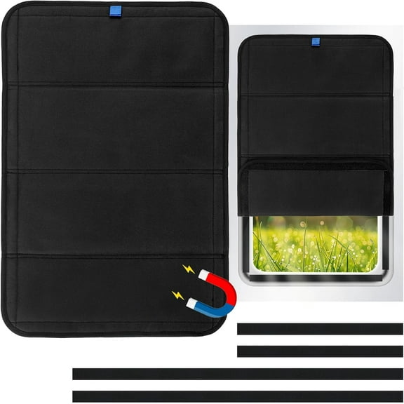 Rv Door Window Shade Cover, Rv Blackout Curtains with Uv Protection(25 * 16 in), New Model Foldable Rv Blackout Window, Cover Camper Door Window Shade(Hook and Loop Magnetic Version)