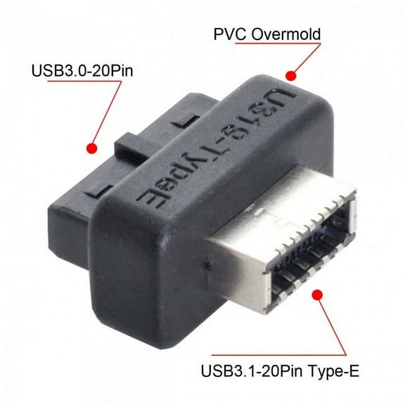 FVH Overmold USB 3.1 Front Panel Socket Key-A Type-E to USB 3.0 20Pin Header Male Extension Adapter