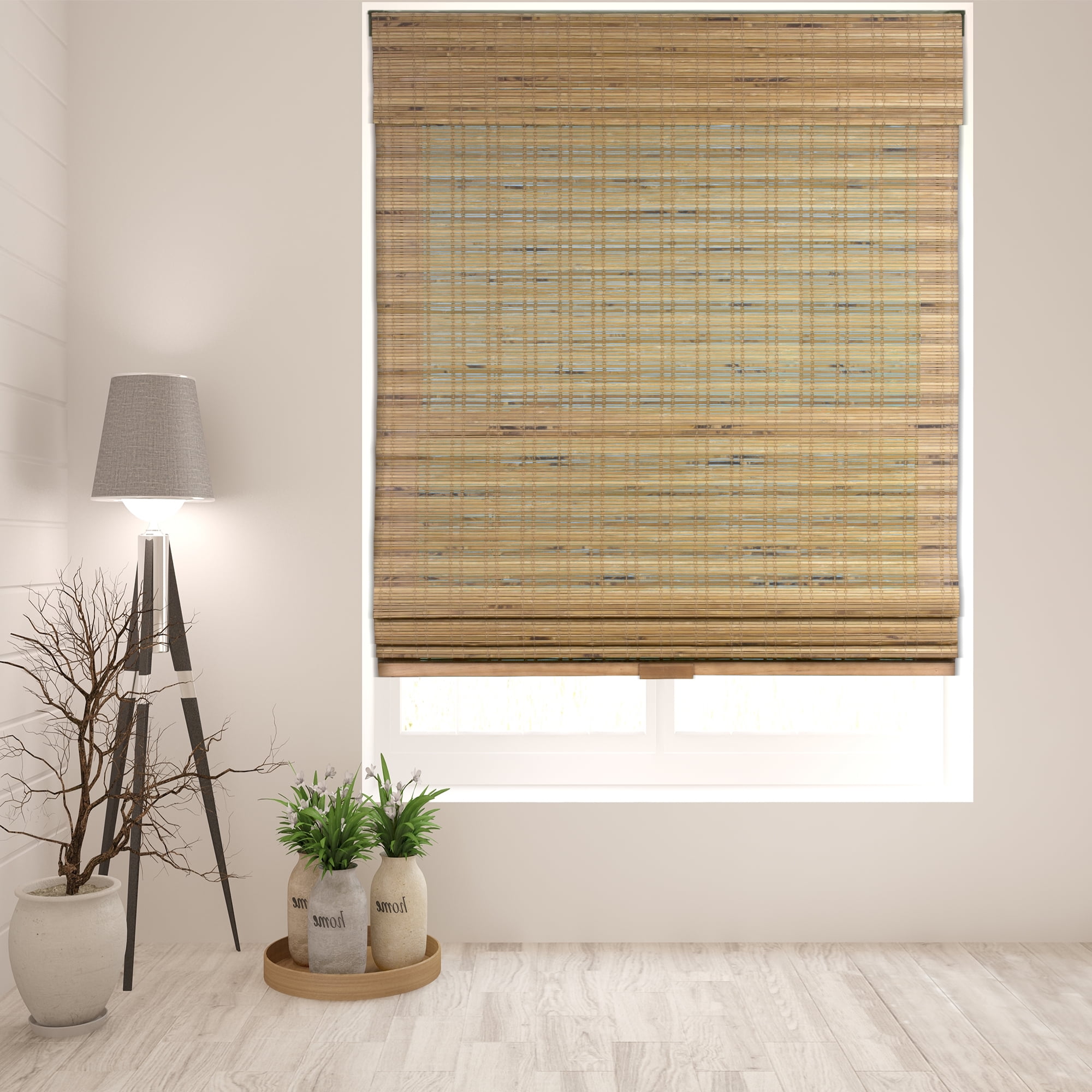 Arlo Blinds Cordless Tuscan Bamboo Roman Shade - Size: 34.5"W x 60"H