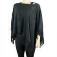 thumbnail image 4 of V-Neck Knitted Short Poncho Black, 4 of 4