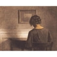 thumbnail image 2 of Peter Ilsted 14x12 Black Ornate Wood Framed Double Matted Museum Art Print Titled: Young Girl by a Semi-Circular Table (1909), 2 of 5