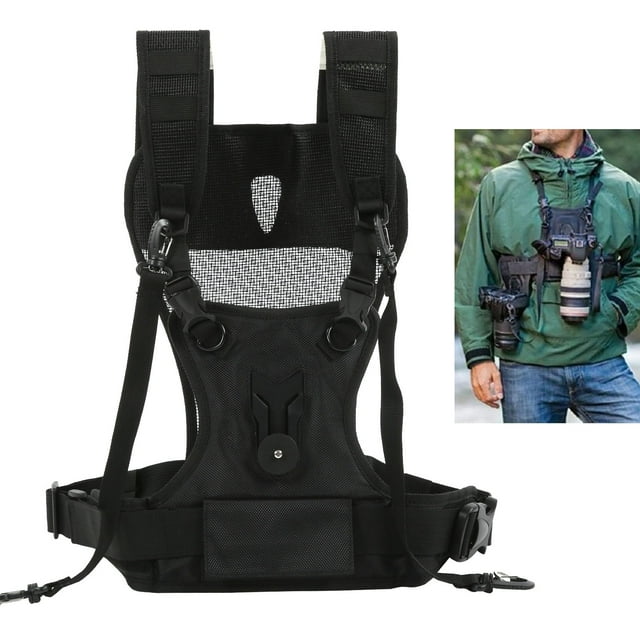 Dual Camera Strap, Multi Carrying Chest Vest Multi Carrier Adjustable Dual Camera For Wedding For Sports