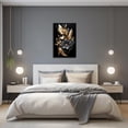 thumbnail image 4 of ZHONGYUTONG Golden Flowers Leave Wall Decor Abstract Black Gold Picture Painting Elegant Floral Canvas Prints Modern Artwork for Living Room Framed (12.00" x 18.00"), 4 of 6