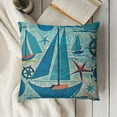 thumbnail image 3 of Compass Throw Pillow Cushion Case, Various Nautical with Seagulls Anchor Sailor Knot and Helm Sailor Theme, Decorative Square Accent Pillow CoverMint Green Blue, 3 of 5