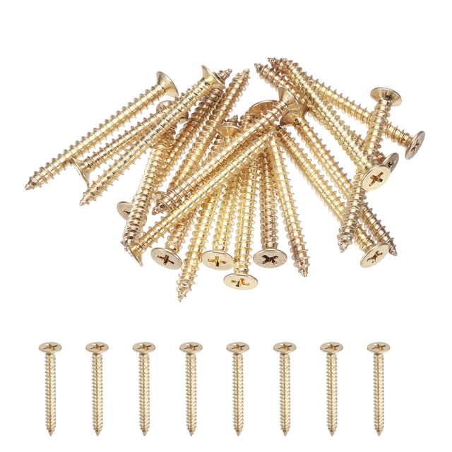 Uxcell 20Pcs ST5 x 50mm Pan Head Self Tapping Screws for Metal, Gold