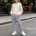 thumbnail image 6 of DJDLJWCJ Boys Sweatsuit Set 2 Piece Long Sleeve Pullover Sweatshirt and Stretch Soft Joggers Sweatpants Beige Size 7, 6 of 10