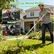 LapEasy Weed Puller Tool, Stand Up Weed Puller with 4 Claws, Durable and Lightweight Weeder, Adjustable Stainless Steel Handle 35-50 Ideal for Effortless Weed Removal