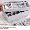 thumbnail image 4 of Organizador de cajones para joyas, insertos de almacenamiento de joyas de terciopelo, bandeja apilable para cajones (gris, juego de 4), 4 of 5