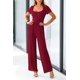 thumbnail image 4 of Mono PRETTYGARDEN Rojo Vino Cuello Cuadrado Pierna Ancha M, 4 of 8