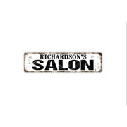 Personalized Salon Sign - Hair Studio Stylist Barber Custom Metal Sign Rustic Street Sign or Door Name Plate Plaque SIZE: 4 x 16 Inches