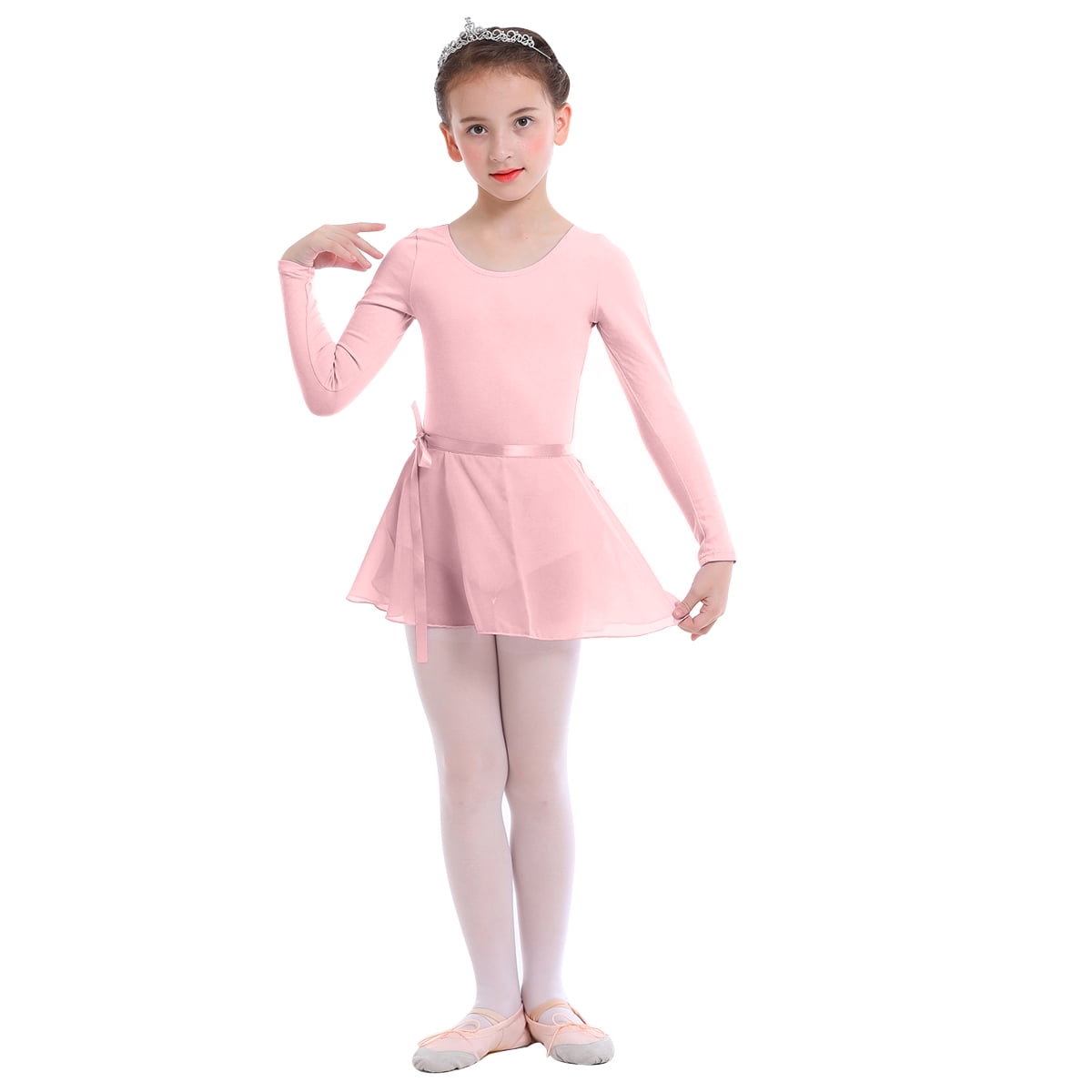 iEFiEL Kids Girls Cotton Short/Long Sleeves Ballet Tutu Dress Leotard Dance Jumpsuit Skirt Gymnastic Costumes 