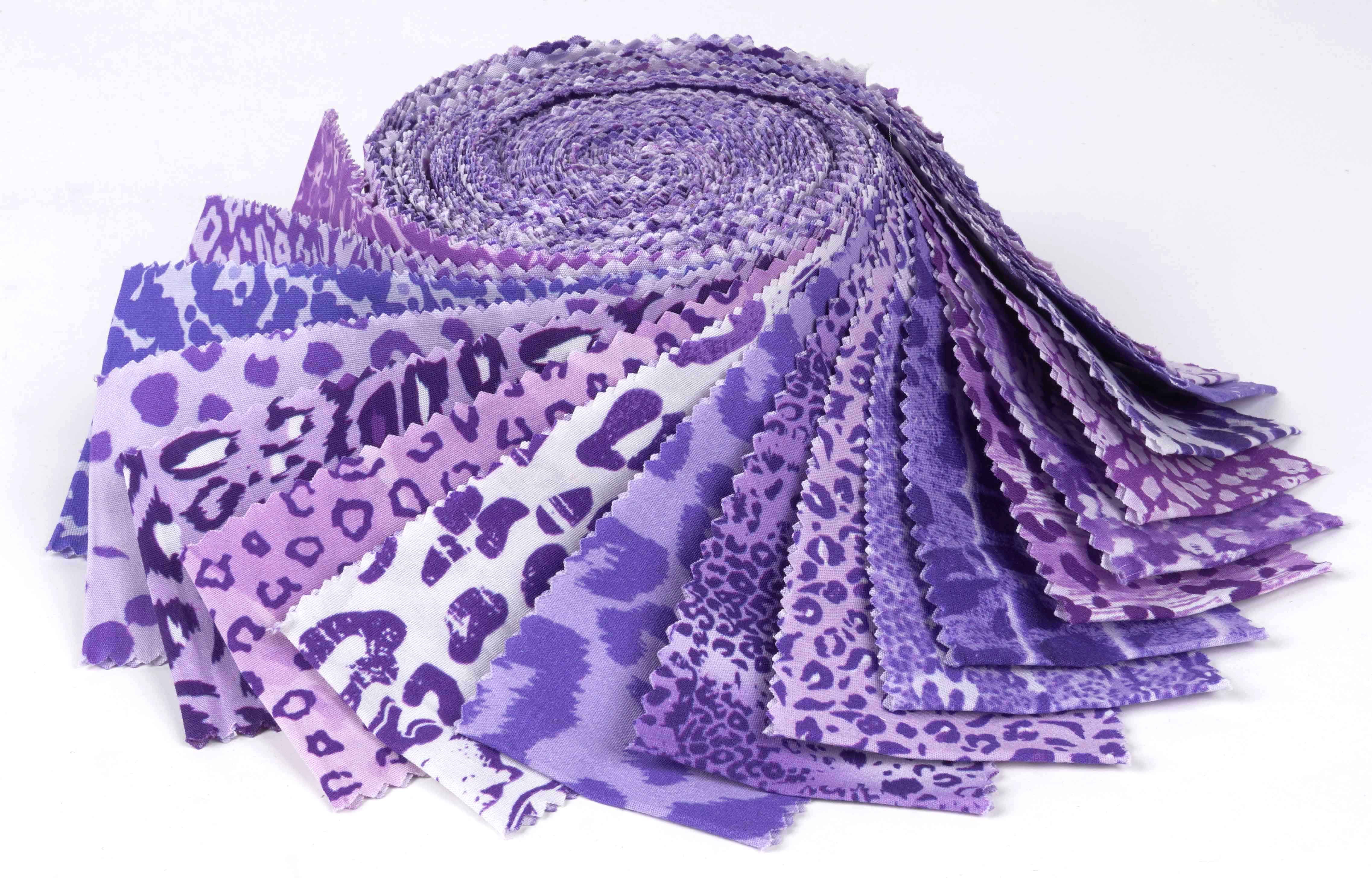 Soimoi 40Pcs Floral Artistic Print Cotton Precut Fabrics For Quilting Craft Strips 2.5x42inches Jelly Roll - Violet