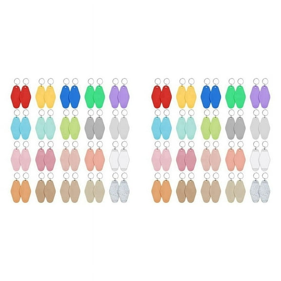 80 PCS Hotel Keychain Blank with Key Rings, 20 Colors Plastic Rhombus Motel Keychain, Sublimation Keychain Blanks