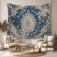 thumbnail image 2 of Navy Blue Boho Large Tapestry for Bedroom Wall Hanging Tapestry, Modern Geometric Abstract Ehtnic Ceiling Backdrop Tapestries Poster Blanket Wall Decor for Teens Room Living Room Dorm 86" x 104", 2 of 8