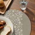 thumbnail image 3 of Japanese Round 15 Inch Placemats Set of 4, Grey Simple Traditional Flowers Leaves Pattern HeatResistant Non Slip Place Mats for Dining Table, Wipeable Braided Kitchen Table Mats for Housewarming, 3 of 9