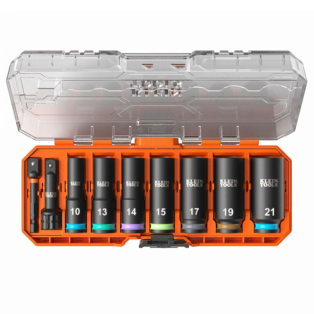 Klein Tools Knect Deep-Well 3/8-Inch Drive Impact Socket Set, Metric, 9 Pieces