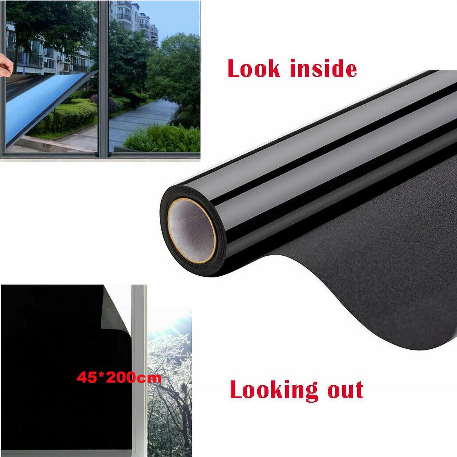 Glossy Blackout Window Film Static Cling Privacy Block Sun UV Protection Big Cut 