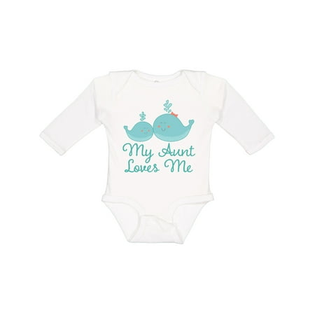 

Inktastic My Aunt Loves Me Whale Gift Baby Boy or Baby Girl Long Sleeve Bodysuit