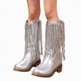 thumbnail image 4 of KPOPLK Girls Knee High Boots Back Zipper Tall Riding Boots Waterproof Fall Winter Dress Shoes for Toddler Little Kid Big Kid(6.5,Silver), 4 of 9