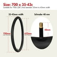 thumbnail image 6 of LotFancy 2Pcs 28 in 700x35/37/38/40/42/43c Bike Inner Tubes, 48mm Schrader Valve, 6 of 8