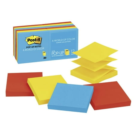 - Post-it 076153 Original Pop-Up Note Refill - Assorted Ultra Colors, Pack - 12
