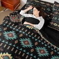 thumbnail image 4 of Homewish Boho Aztec Print 7pcs Bedding Comforter Set,Retro Bohemian Geometric Queen Bedding Sets,Brown Cyan Queen Sheet Sets For Adult,Ultra Soft Home Decor Reversible, 4 of 8