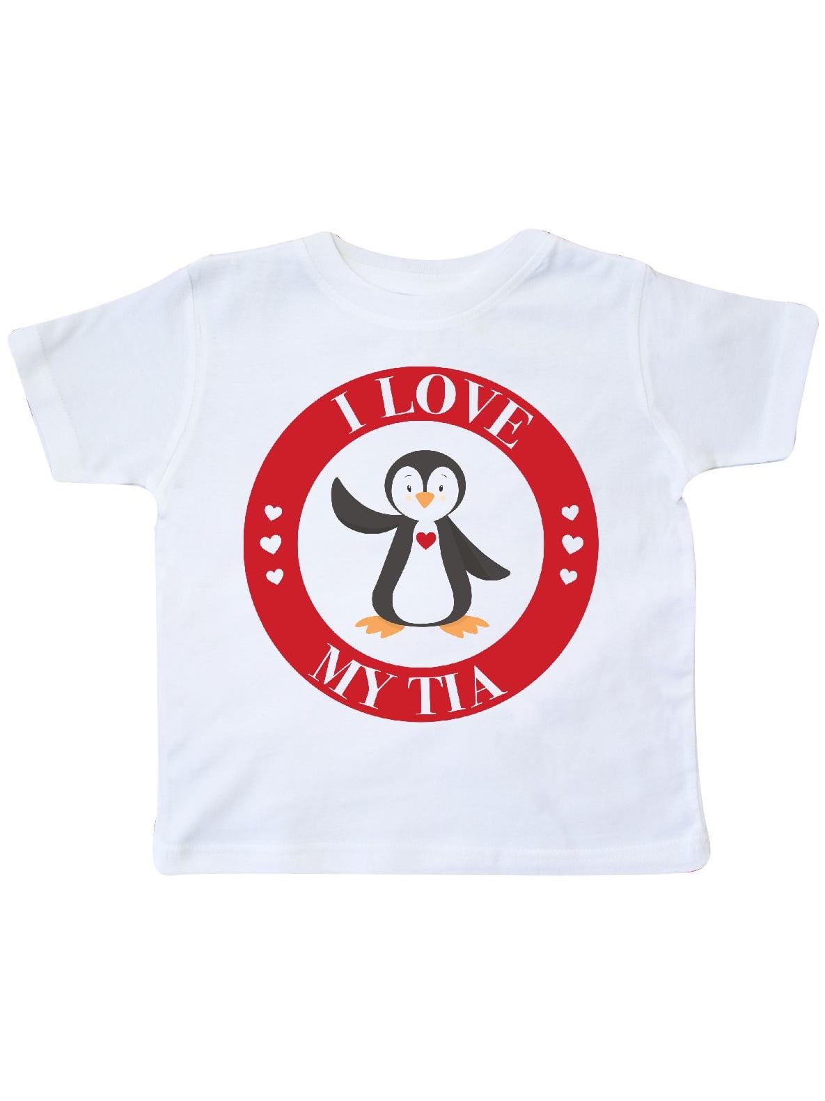 inktastic I Love My Auntie with Cute Penguin and Hearts Toddler T-Shirt