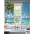 thumbnail image 2 of Palm Trees Sheer Curtains 72 Inch Length 2 Panels Set Window Treatments, Summer Beach Coastal Nautical Sea Ocean Rod Pocket Semi Curtains for Living Room/Bedroom/Kitchen Décor, 104"W x 72"L, 2 of 7
