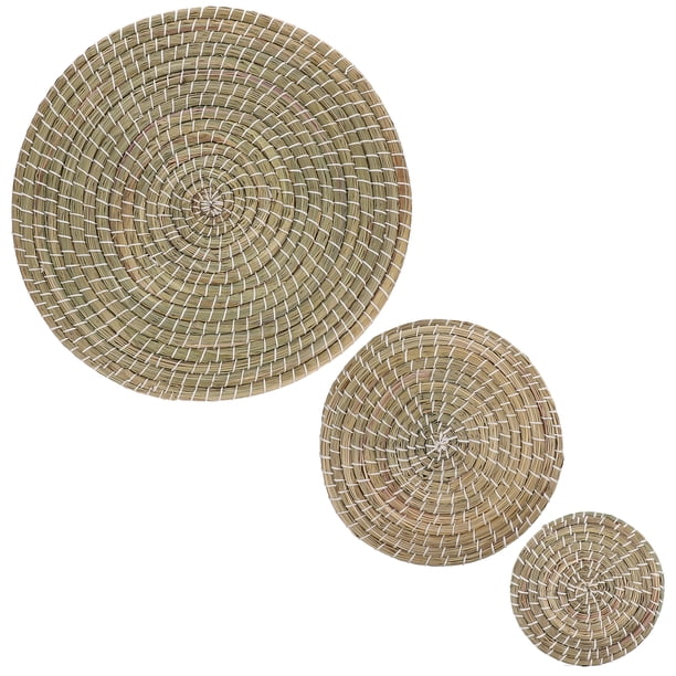 3 tapetes de junco natural de estilo japonés para platos, cuencos y tazas, decoración del hogar.