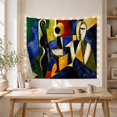 thumbnail image 5 of Cubist Human Figure with Seated Beside Stringed Instrument, Mystical Fantasy for Space Lovers, Galaxy Room Decor, Housewarming Gift, Tapestry Wall Hanging for Bedroom and Dorm, 5 of 7