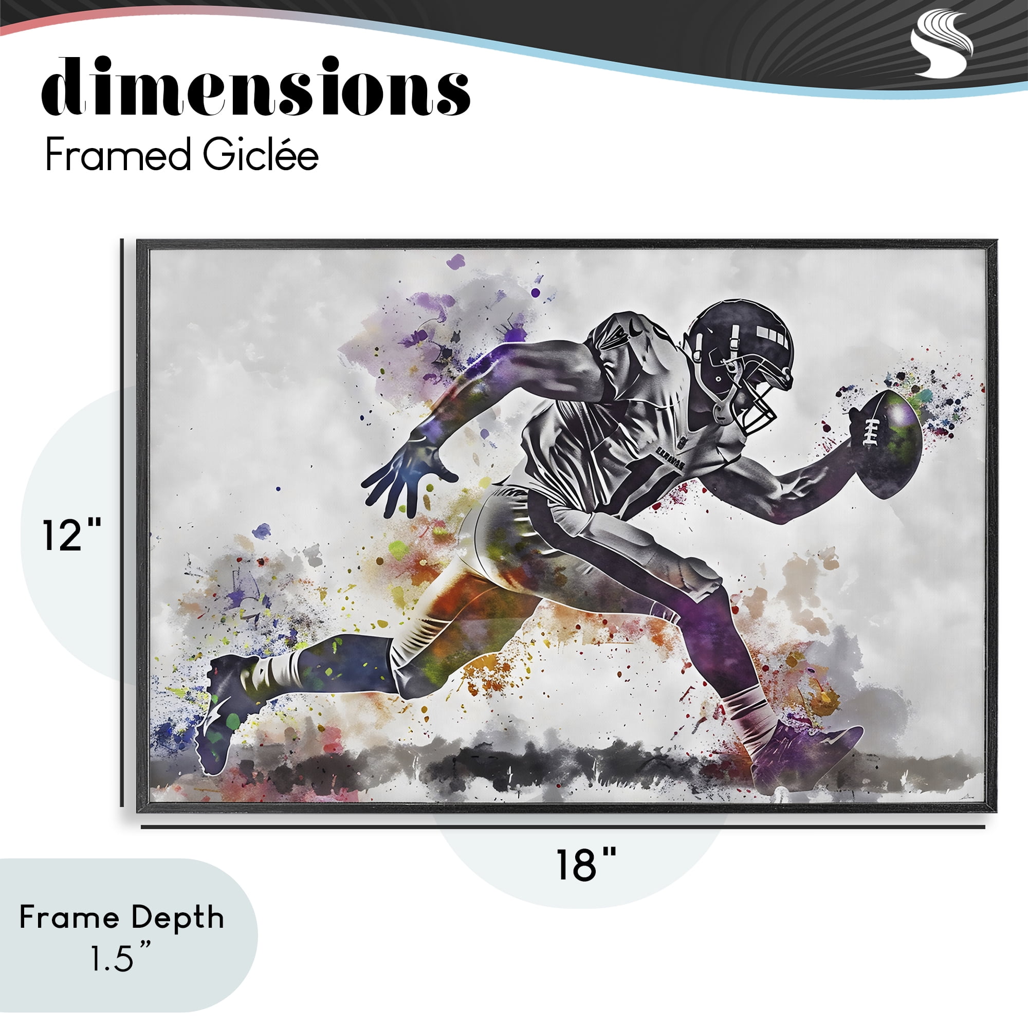 Stupell Industries Endurance Football Sprint Black Framed Giclee Art, design by Creative Studio