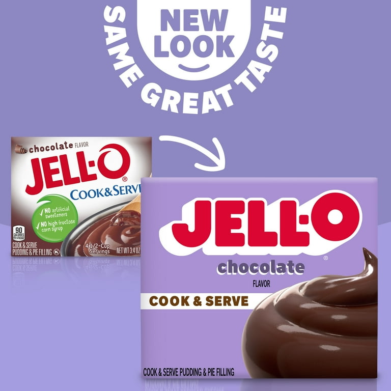 Jell O Cook Serve Chocolate Flavor Pudding Pie Filling Mix 3.4 oz Box