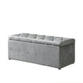 thumbnail image 2 of 1 Piece Modern Light Gray Velvet Storage Ottoman with Resilient Sponge Cushion – Space-Saving Design for Family Gatherings & Bedroom Use|39.37" x 16.14" x 14.57" Dimensions|Comfortable Seating &..., 2 of 10