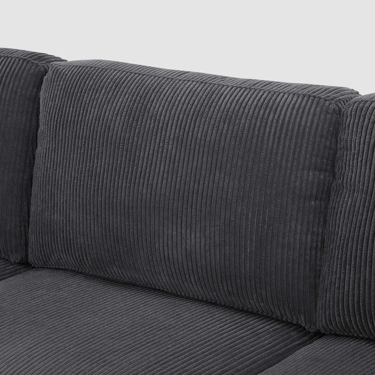 L-Shaped Sectional Sofa Couch for Living Room,Modern Corduroy Upholstered with Wooden Legs & Pillows,Deep Seat,Dark Gray