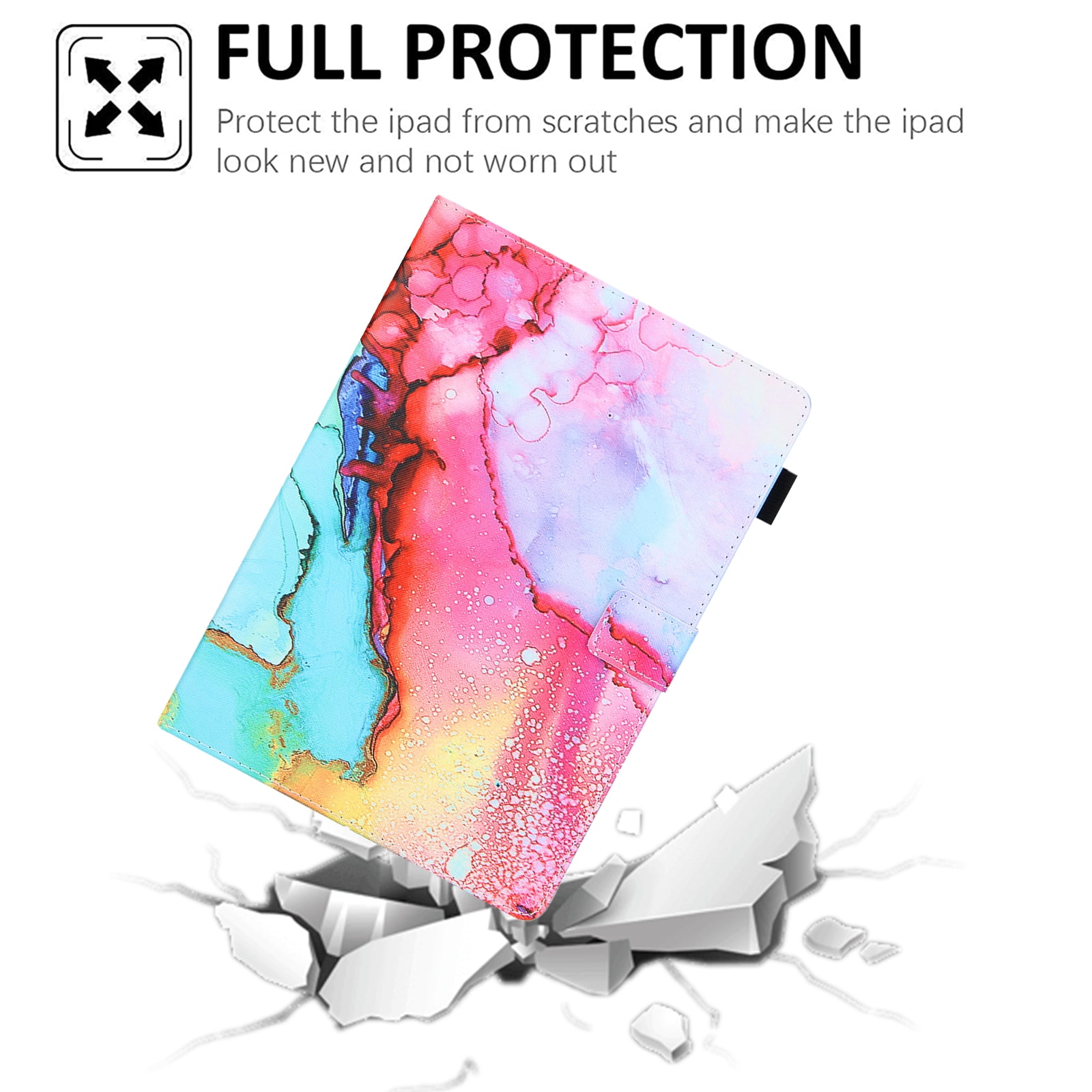 Allytechgroup Stunning iPad Air 11 Case 2024, Apple iPad Air 11 Inch Cover Case, Stylish Pattern Shockproof Bumper with Multi Angle Stand, Pencil Holder and Card Slots,Marle