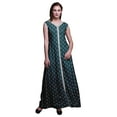 thumbnail image 1 of Bimba Feuilles Femmes Longue Florale Fête Col en V Robe Fendue devant Sans Manches Maxi Robe-Xxx-Grand, 1 of 5