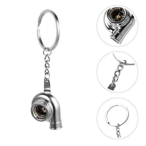 Topbathy 2Pcs Plated Silver Metal Turbocharger Keychains Creative Key Rings for Auto Parts Decoration and Practical Use