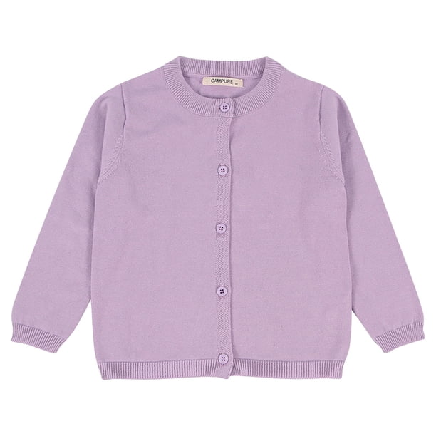 Suéter UMfun para bebé, niña y niño, otoño e invierno, cárdigan de color caramelo, cárdigan pequeño de color liso, suéter para niños, morado, 5 años