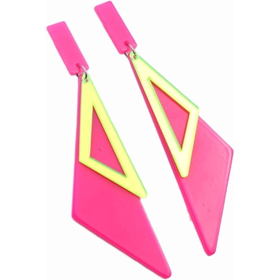 Retro 80s 90s Neon Earrings Acrylic Triangle Star Creative Exaggerated Fluorescent Earrings for Women's Party Jewelry Gifts