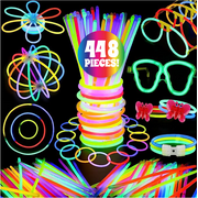 Kaitek Glow Sticks Party Favor - 448 Pcs for Halloween Neon Theme, Glow in the Dark Party Combo Pack