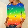 thumbnail image 4 of Valentine's 3/4 Sleeve Tops for Women Dressy Heart Printed Shirts Crew Neck Holiday Tunics Three Quarter Length Sleeve T-Shirt Cute Funny Outfits 2026 Summer Tops, 4 of 6