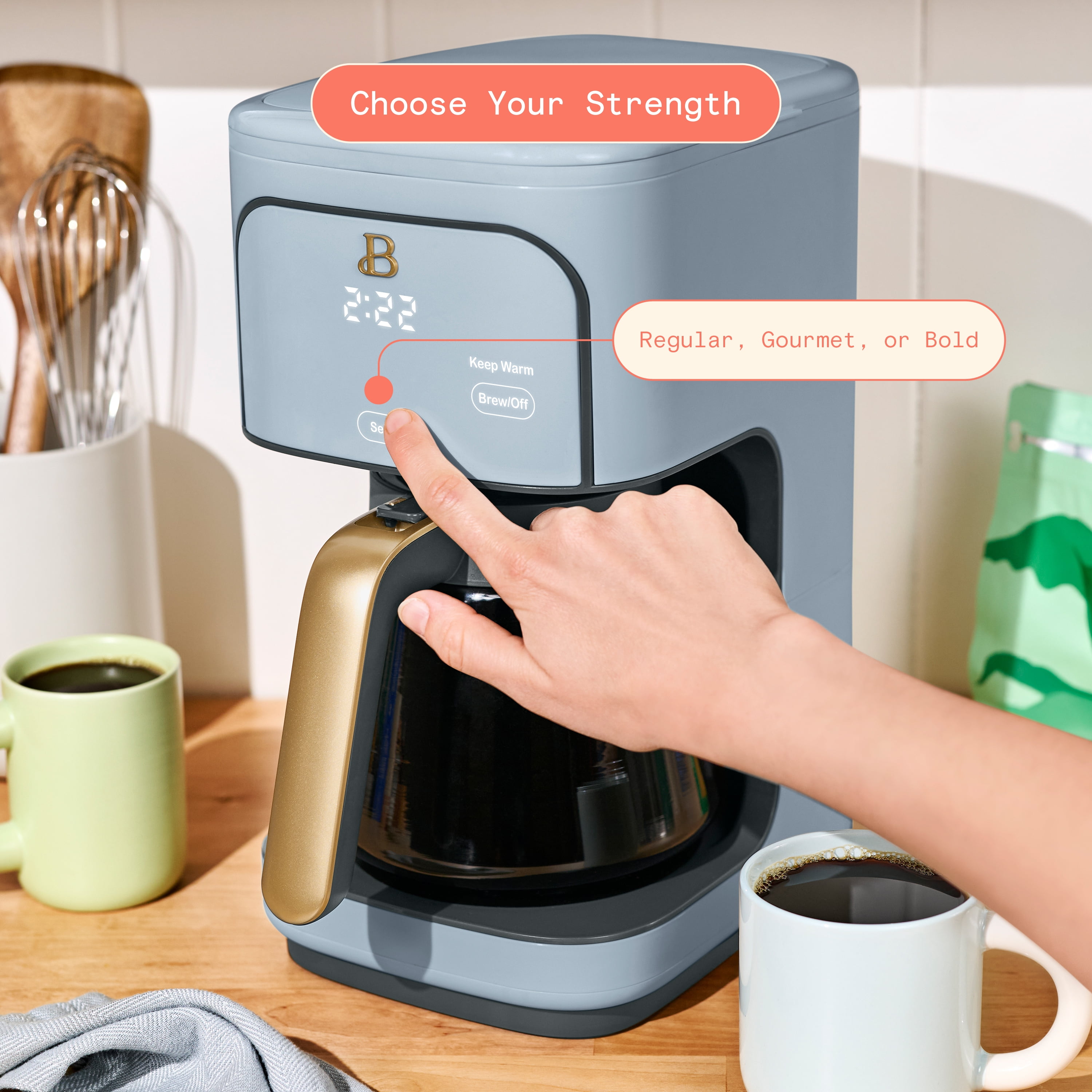 Beautiful 12-Cup Programmable Coffee Maker, Cornflower Blue by Drew Barrymore