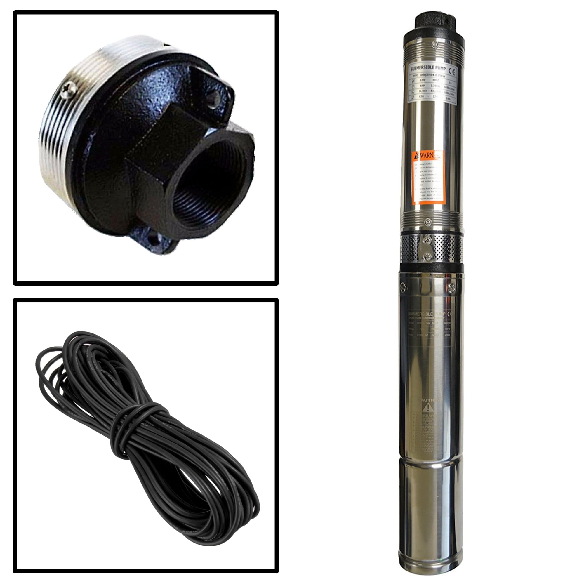220V,25.5 GPM,164 ft MAX,49.2'Cord Deep Well Submersible Pump 4",0.5 HP 