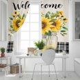 thumbnail image 5 of Fsddascl Sunflowers Blackout Curtains for Bedroom/Living Room, Thermal Insulated Kitchen Curtains, Botanical Floral Leaf Plant Black Plaid Grommet Darkening Window Treatment Drapes 42"x63"x2, 5 of 6