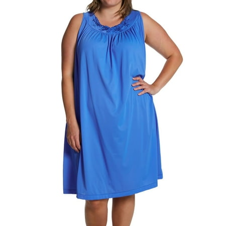 

Women s Shadowline 37280X Plus Petals 40 Inch Embroidery Gown (Sapphire 1X)