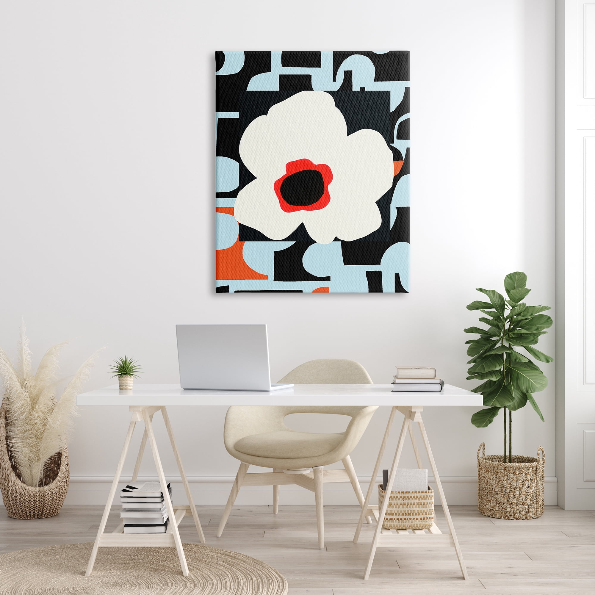 Stupell Industries Retro Floral Shapes Abstract Geometric Petals Silhouette Graphic Art Gallery Wrapped Canvas Print Wall Art, Design by Deborah Velasquez