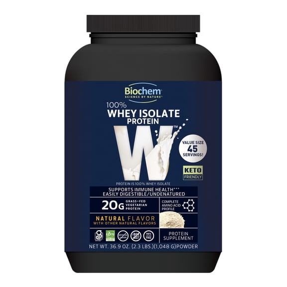 Biochem 100% Whey Protein Natural, 36.9 oz, 20g Vegetarian Protein per Serving, Gluten-Free