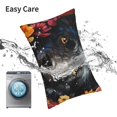 thumbnail image 6 of Zufioo Colorful Floral Black Dog Print Double-Sided Throw Pillow Cover, Pillow Protector Home Decor - With Hidden Zipper, Suitable for Bedroom, Living Room, Car Interior-16"x24", 6 of 6